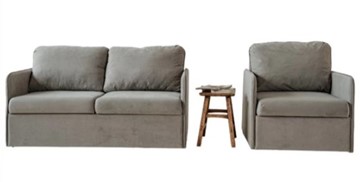 Набор мебели Амира серый диван + кресло в Ишиме