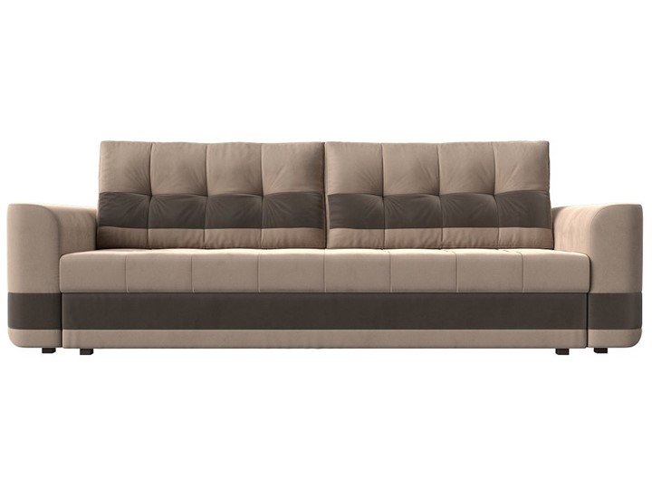 Прямой диван Честер, Бежевый/коричневый (велюр) в Заводоуковске - изображение 1