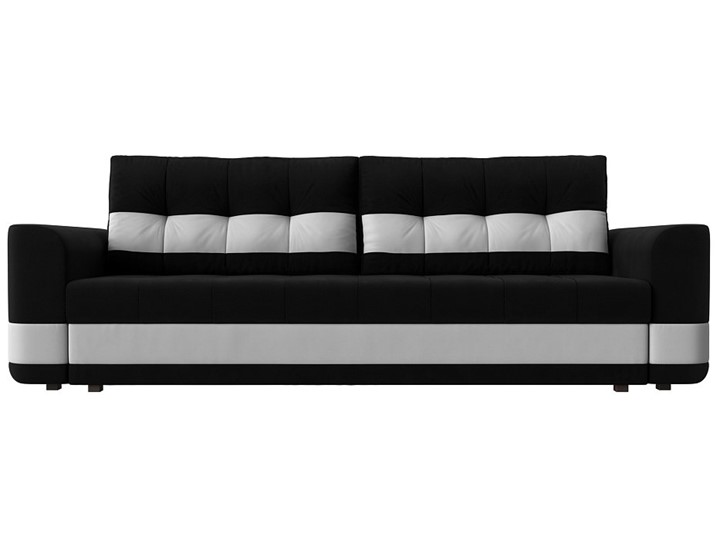 Прямой диван Честер, Черный/белый (вельвет/экокожа) в Тюмени - изображение 1