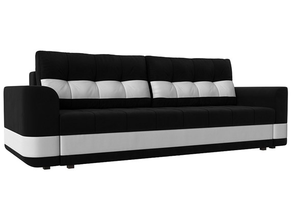 Прямой диван Честер, Черный/белый (вельвет/экокожа) в Заводоуковске - изображение
