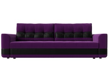 Прямой диван Честер, Фиолетовый/черный (вельвет/экокожа) в Тюмени - предосмотр 1