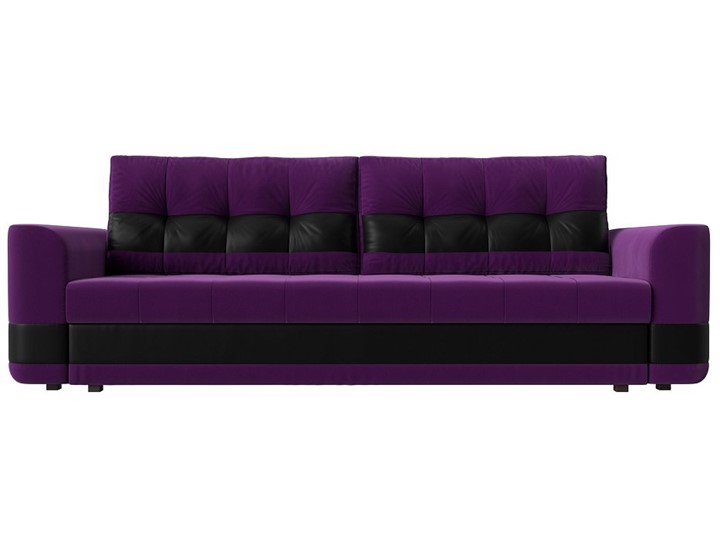 Прямой диван Честер, Фиолетовый/черный (вельвет/экокожа) в Заводоуковске - изображение 1