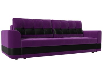 Прямой диван Честер, Фиолетовый/черный (вельвет/экокожа) в Тюмени