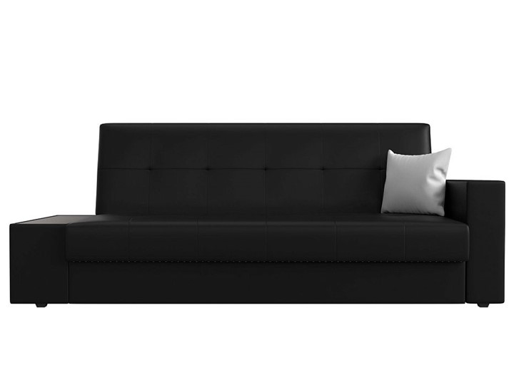Прямой диван Лига-020, Черный\Черный\Белый(экокожа) в Заводоуковске - изображение 1