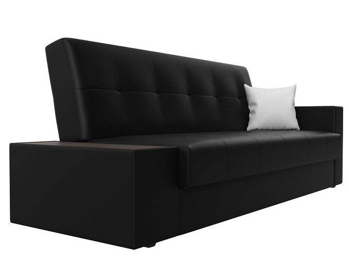 Прямой диван Лига-020, Черный\Черный\Белый(экокожа) в Тюмени - изображение 2