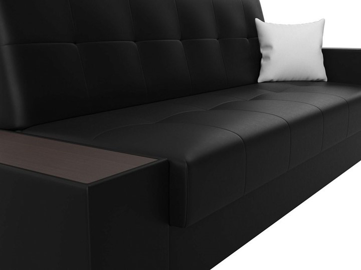 Прямой диван Лига-020, Черный\Черный\Белый(экокожа) в Заводоуковске - изображение 3