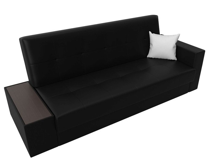 Прямой диван Лига-020, Черный\Черный\Белый(экокожа) в Заводоуковске - изображение 4