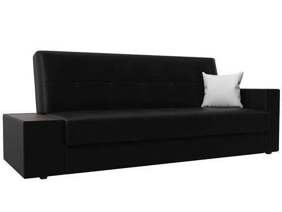 Прямой диван Лига-020, Черный\Черный\Белый(экокожа) в Заводоуковске - изображение