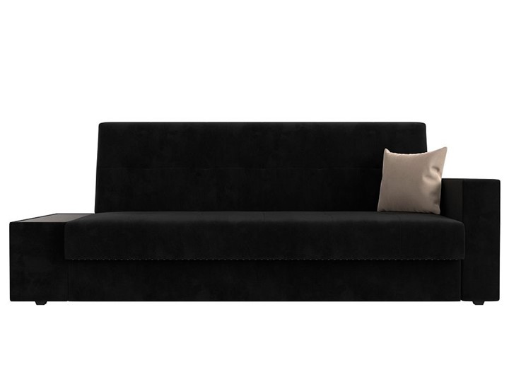 Прямой диван Лига-020, Черный\Черный\Бежевый(велюр) в Заводоуковске - изображение 1