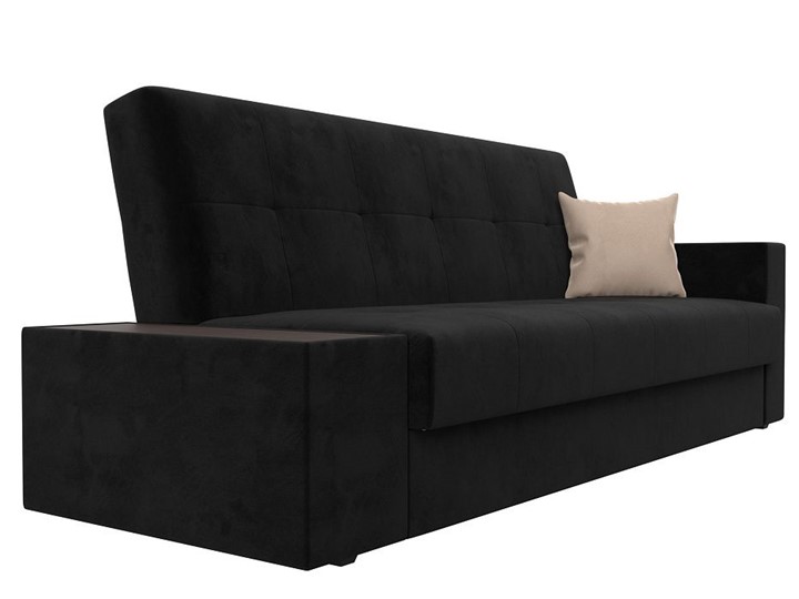 Прямой диван Лига-020, Черный\Черный\Бежевый(велюр) в Тюмени - изображение 2