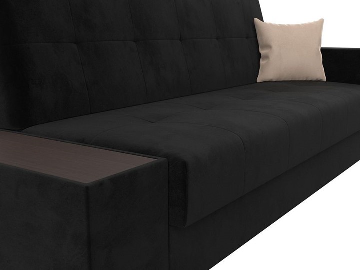 Прямой диван Лига-020, Черный\Черный\Бежевый(велюр) в Тюмени - изображение 3