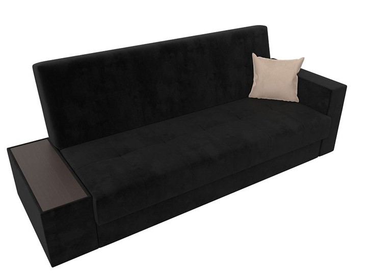Прямой диван Лига-020, Черный\Черный\Бежевый(велюр) в Тюмени - изображение 4