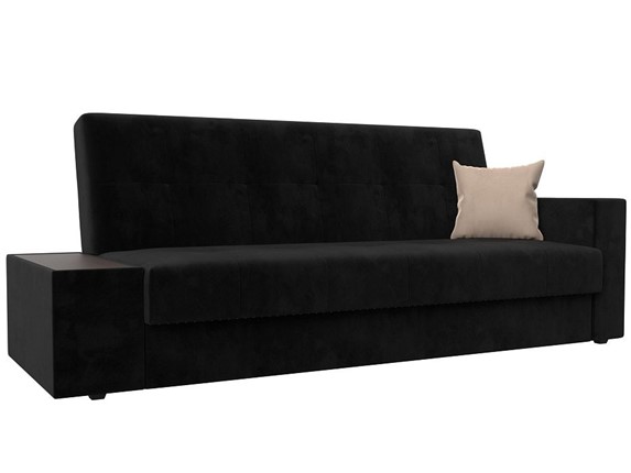 Прямой диван Лига-020, Черный\Черный\Бежевый(велюр) в Тюмени - изображение