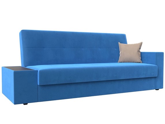 Прямой диван Лига-020, Голубой\Голубой\Бежевый(велюр) в Тюмени - изображение