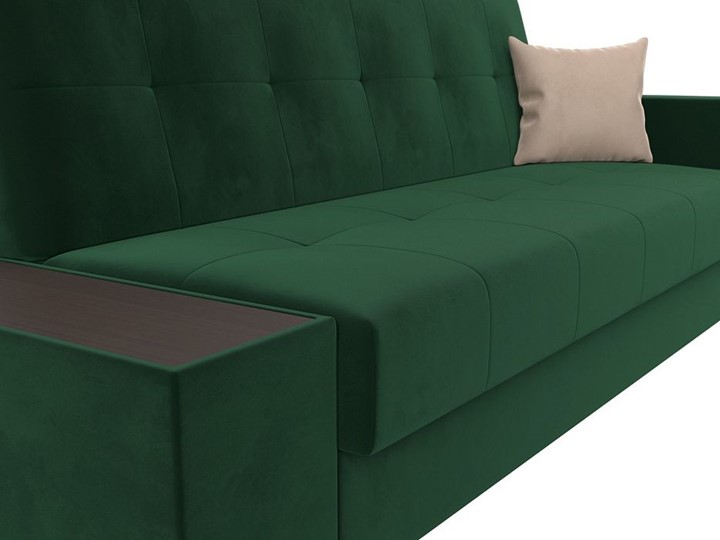 Прямой диван Лига-020, Зеленый\Зеленый\Бежевый(велюр) в Заводоуковске - изображение 3