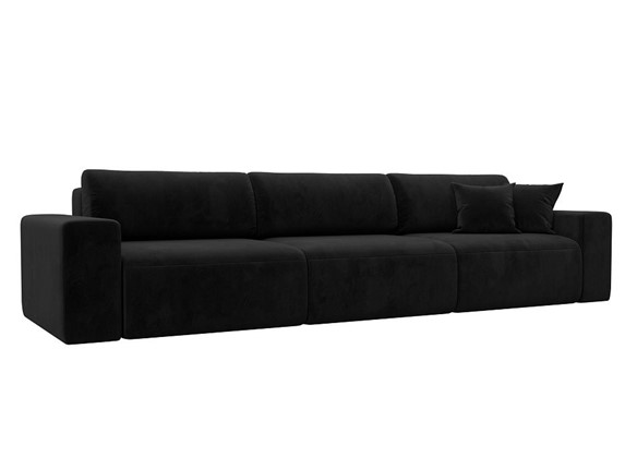 Прямой диван Лига 036 Классик Лонг, Черный (Велюр) в Заводоуковске - изображение