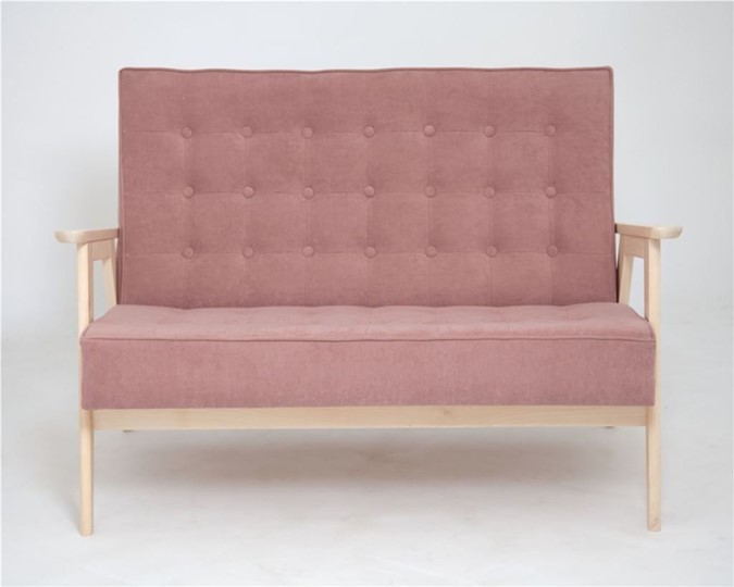 Прямой диван Ретро, двухместный (беленый дуб / RS 12 - розовый) в Заводоуковске - изображение 1