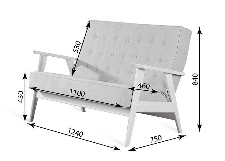 Прямой диван Ретро, двухместный (венге / RS 15 - темно-серый) в Заводоуковске - изображение 2