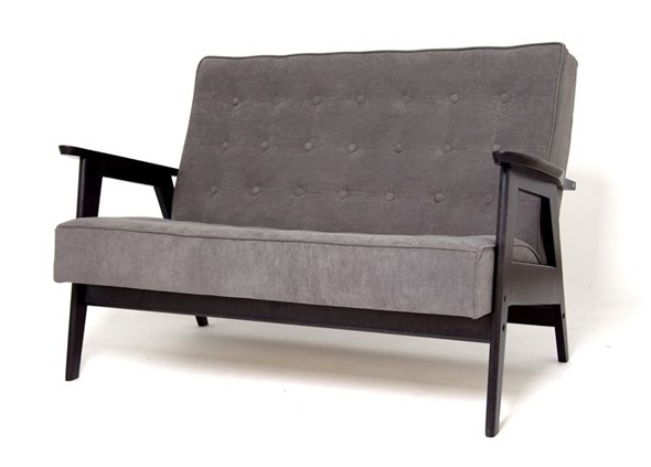 Прямой диван Ретро, двухместный (венге / RS 15 - темно-серый) в Заводоуковске - изображение