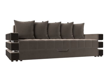 Прямой диван Венеция, Коричневый (велюр) Боннель в Тюмени