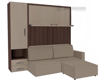 Шкаф-кровать трансформер Кровать-трансформер Smart (ШЛ+КД 1400+Пуф), шкаф левый, правый подлокотник в Ишиме