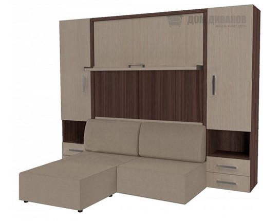 Диван Кровать-трансформер Smart (ШЛ+КД 1400+ШП+Пуф), 2 шкафа, без подлокотников в Тюмени - изображение