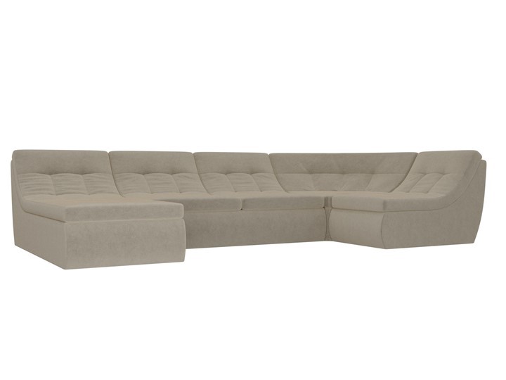 Модульный П-образный диван Холидей, Бежевый (микровельвет) в Тюмени - изображение
