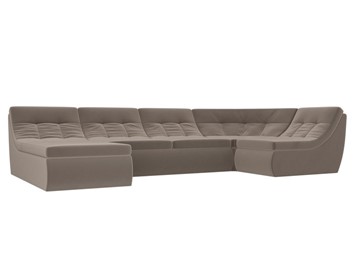 Модульный П-образный диван Холидей, Коричневый (велюр) в Тюмени - предосмотр