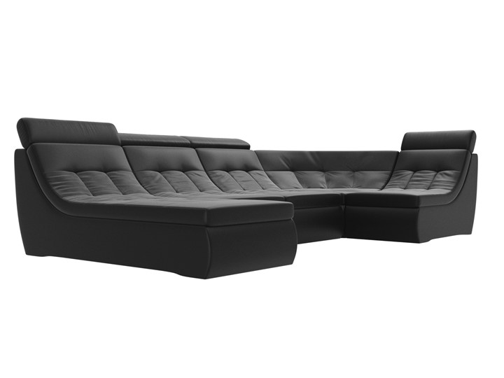 Большой модульный диван Холидей люкс, Черный (экокожа) в Заводоуковске - изображение 4