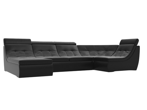 Большой модульный диван Холидей люкс, Черный (экокожа) в Заводоуковске - изображение
