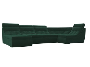 Большой модульный диван Холидей люкс, Зеленый (велюр) в Тюмени