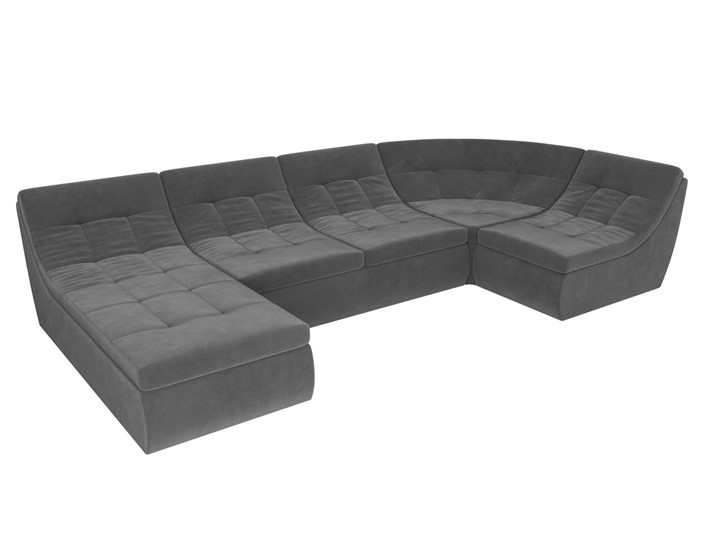 Модульный П-образный диван Холидей, Серый (велюр) в Тюмени - изображение 5