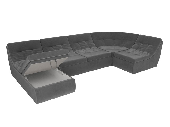 Модульный П-образный диван Холидей, Серый (велюр) в Заводоуковске - изображение 6