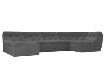 Модульный П-образный диван Холидей, Серый (велюр) в Тюмени - предосмотр
