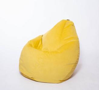 Кресло-мешок Груша среднее, велюр однотон, лимонное в Тюмени - предосмотр