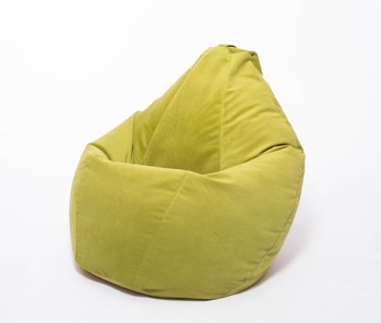 Кресло-мешок Груша среднее, велюр однотон, травянное в Тюмени - предосмотр