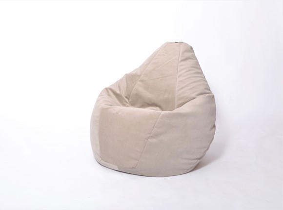 Кресло-мешок Груша среднее, велюр однотон, бежевое в Ишиме - изображение
