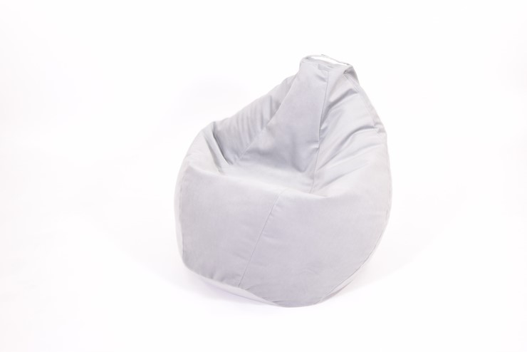 Кресло-мешок Груша большое, велюр однотон, серое в Тюмени - изображение 1