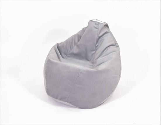 Кресло-мешок Груша малое, велюр однотон, серое в Заводоуковске - изображение