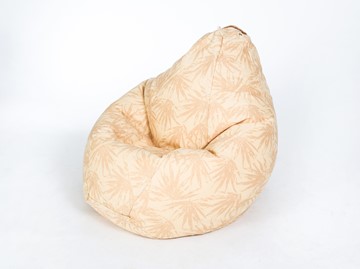 Кресло-мешок КлассМебель Груша среднее, жаккард, бежевые листья в Тюмени