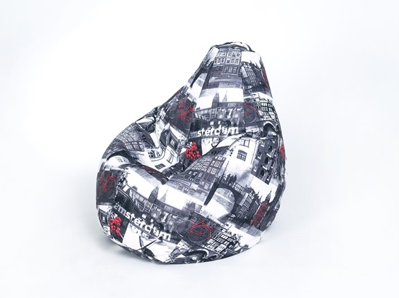 Кресло-мешок Груша среднее, велюр принт, амстердам в Заводоуковске - изображение
