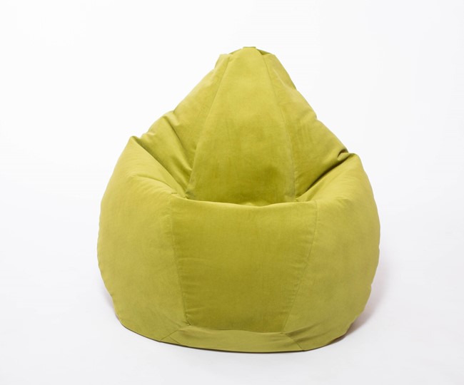 Кресло-мешок Груша большое, велюр однотон, травянное в Тюмени - изображение 1