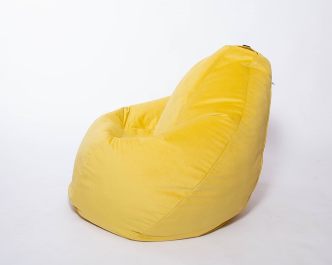 Кресло-мешок Груша среднее, велюр однотон, лимонное в Заводоуковске - изображение 1