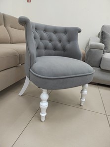 Кресло Бархат (серый бархат/белая эмаль), 000042564 в Ишиме