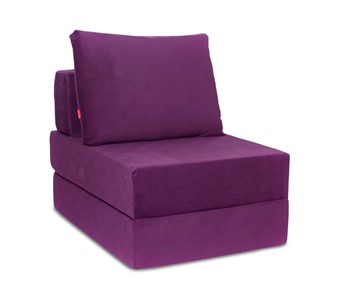 Бескаркасное кресло-кровать Окта, велюр фиолетовый в Тюмени