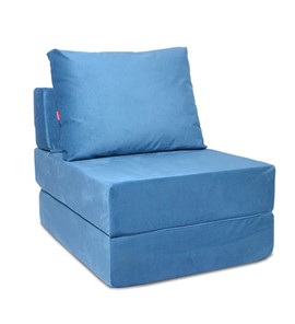 Кресло бескаркасное КлассМебель Окта, велюр синий в Тюмени