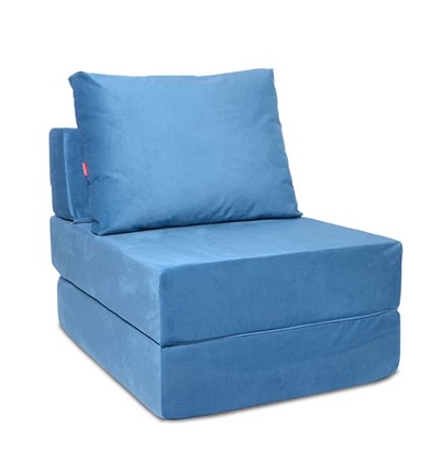 Кресло бескаркасное Окта, велюр синий в Заводоуковске - изображение