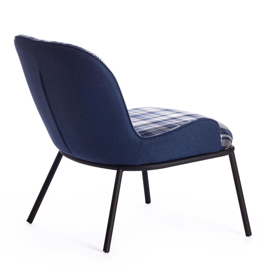 Кресло DUKEN (mod. 0179322) металл/ткань, 79х59х66 см, синий/синяя шотландка/черный в Заводоуковске - изображение 2