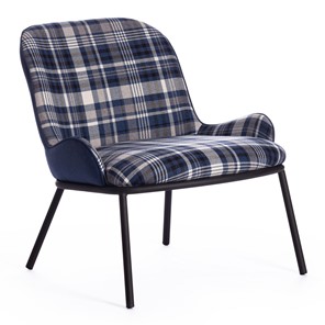 Кресло DUKEN (mod. 0179322) металл/ткань, 79х59х66 см, синий/синяя шотландка/черный в Заводоуковске