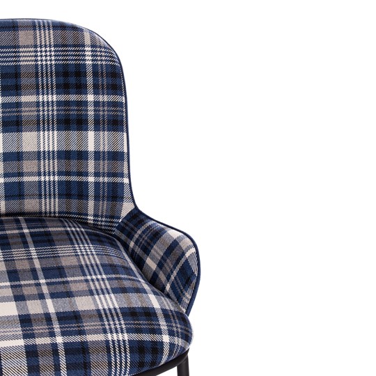 Кресло DUKEN (mod. 0179322) металл/ткань, 79х59х66 см, синий/синяя шотландка/черный в Тюмени - изображение 9